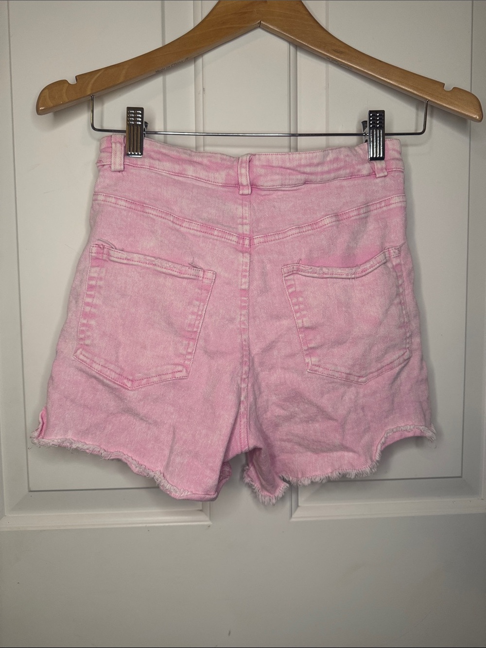 LA MIEL Pink Distressed Denim Shorts - Picture 3 of 3